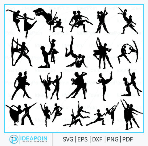 Couple Ballet Dancing Svg, Couple Ballet Clipart, Couple Ballet Dancing Silhouettes, Ballet Dance Bundle, Ballet Poses Couple Vector SVG Dinvect 