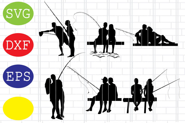 Couple Fishing Svg, Fisherman Svg, Romance, Couple in love Svg, Jpg, Eps, Dxf Files SVG DigitalSvgFiles 