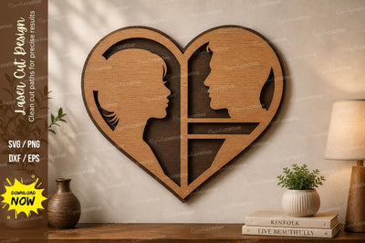 Couple Heart Frame laser Cut svg Cutting file SVG Regulrcrative 