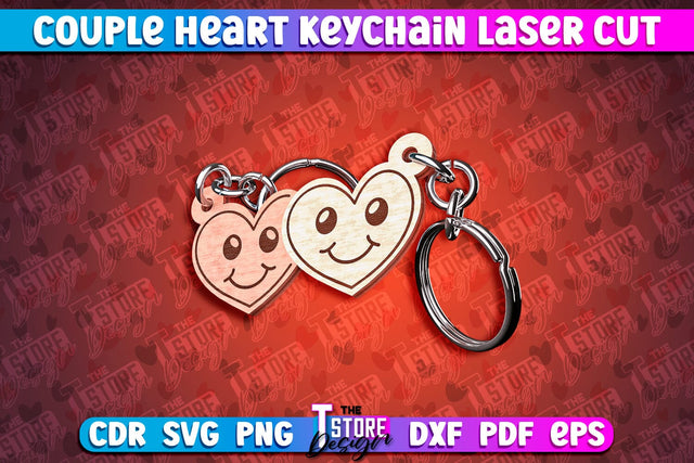 Couple Heart Keychain | Laser Cut SVG Design | CNC Files SVG The T Store Design 