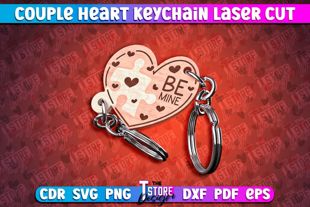 Couple Heart Keychain | Laser Cut SVG Design | CNC Files SVG The T Store Design 