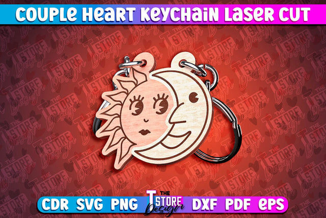 Couple Heart Keychain | Laser Cut SVG Design | CNC Files SVG The T Store Design 