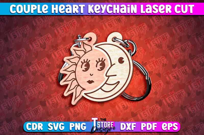 Couple Heart Keychain | Laser Cut SVG Design | CNC Files SVG The T Store Design 