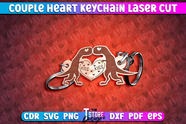 Couple Heart Keychain | Laser Cut SVG Design | CNC Files SVG The T Store Design 