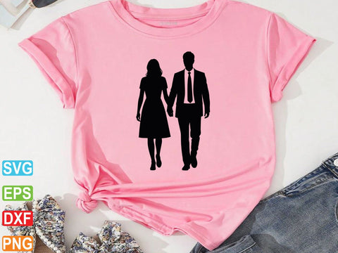 Couple Holding Hands Silhouette, Couple Silhouette Clipart SVG Creativeart88 