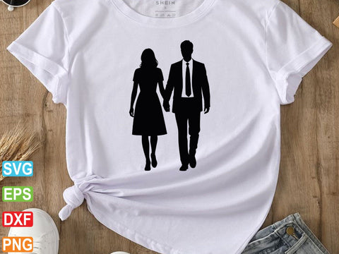 Couple Holding Hands Silhouette, Couple Silhouette Clipart SVG Creativeart88 