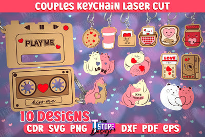 Couple Keychain Bundle | Valentine's Day Gift Idea | Paired Keychains | CNC Files SVG The T Store Design 