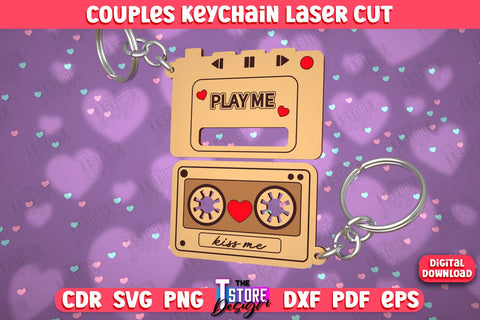Couple Keychain Bundle | Valentine's Day Gift Idea | Paired Keychains | CNC Files SVG The T Store Design 