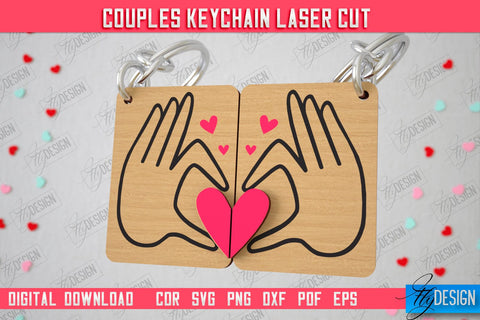 Couple Keychain Laser Cut Bundle | Valentine's Day Gift Idea | Paired Keychains | CNC Files SVG Fly Design 