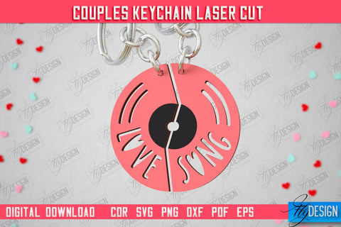 Couple Keychain Laser Cut Bundle | Valentine's Day Gift Idea | Paired Keychains | CNC Files SVG Fly Design 