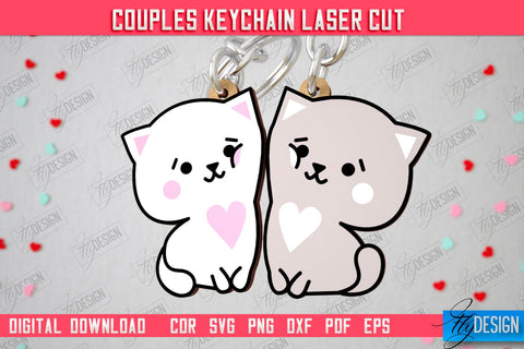 Couple Keychain Laser Cut Bundle | Valentine's Day Gift Idea | Paired Keychains | CNC Files SVG Fly Design 