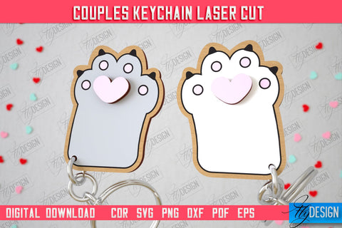Couple Keychain Laser Cut Bundle | Valentine's Day Gift Idea | Paired Keychains | CNC Files SVG Fly Design 