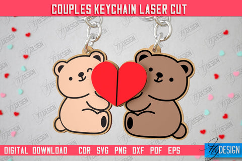 Couple Keychain Laser Cut Bundle | Valentine's Day Gift Idea | Paired Keychains | CNC Files SVG Fly Design 