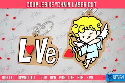 Couple Keychain | Valentine's Day Gift Idea | Paired Keychains | CNC Files SVG Fly Design 