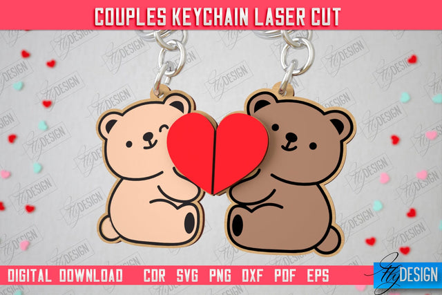 Couple Keychain | Valentine's Day Gift Idea | Paired Keychains | CNC Files SVG Fly Design 