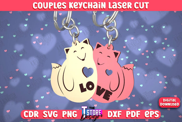 Couple Keychain | Valentine's Day Gift Idea | Paired Keychains | CNC Files SVG The T Store Design 