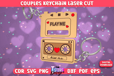 Couple Keychain | Valentine's Day Gift Idea | Paired Keychains | CNC Files SVG The T Store Design 