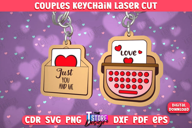 Couple Keychain | Valentine's Day Gift Idea | Paired Keychains | CNC Files SVG The T Store Design 