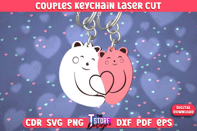 Couple Keychain | Valentine's Day Gift Idea | Paired Keychains | CNC Files SVG The T Store Design 