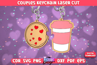 Couple Keychain | Valentine's Day Gift Idea | Paired Keychains | CNC Files SVG The T Store Design 
