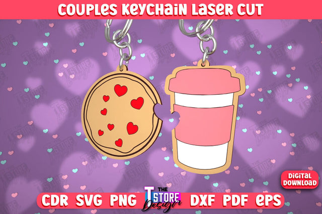 Couple Keychain | Valentine's Day Gift Idea | Paired Keychains | CNC Files SVG The T Store Design 