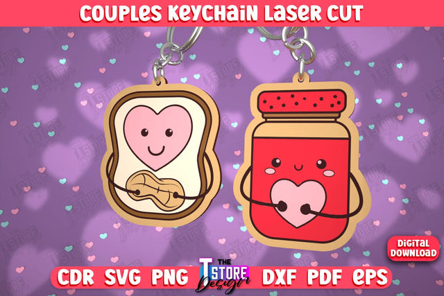 Couple Keychain | Valentine's Day Gift Idea | Paired Keychains | CNC Files SVG The T Store Design 