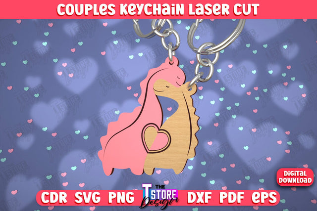 Couple Keychain | Valentine's Day Gift Idea | Paired Keychains | CNC Files SVG The T Store Design 