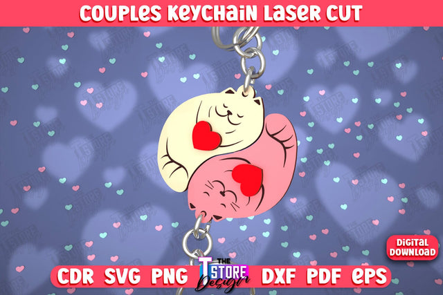 Couple Keychain | Valentine's Day Gift Idea | Paired Keychains | CNC Files SVG The T Store Design 
