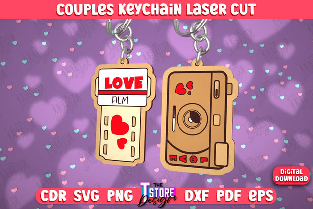 Couple Keychain | Valentine's Day Gift Idea | Paired Keychains | CNC Files SVG The T Store Design 