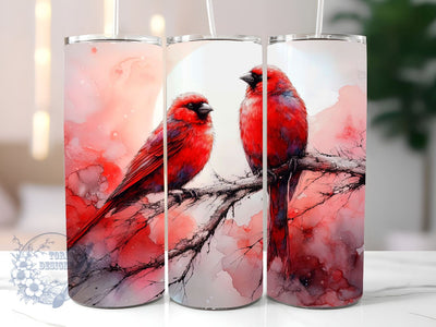 Couple Of Red Birds Tumbler PNG, Red Cardinal Bird 20 oz Skinny Tumbler Sublimation Design, Straight & Tapered Wrap, Tumbler Wrap, Tumbler Png, Instant Download Sublimation ToriDesigns 
