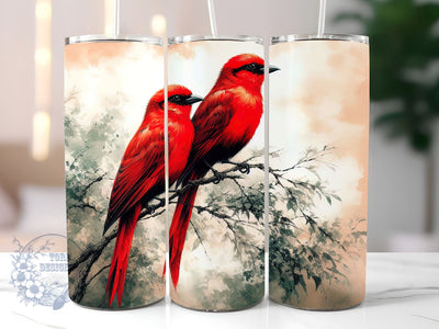 Couple Of Red Birds Tumbler PNG, Red Cardinal Bird 20 oz Skinny Tumbler Sublimation Design, Straight & Tapered Wrap, Tumbler Wrap, Tumbler Png, Instant Download Sublimation ToriDesigns 