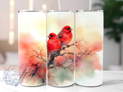 Couple Of Red Birds Tumbler PNG, Red Cardinal Bird 20 oz Skinny Tumbler Sublimation Design, Straight & Tapered Wrap, Tumbler Wrap, Tumbler Png, Instant Download Sublimation ToriDesigns 