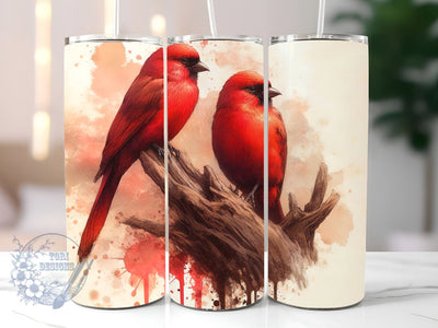 Couple Of Red Birds Tumbler PNG, Red Cardinal Bird 20 oz Skinny Tumbler Sublimation Design, Straight & Tapered Wrap, Tumbler Wrap, Tumbler Png, Instant Download Sublimation ToriDesigns 