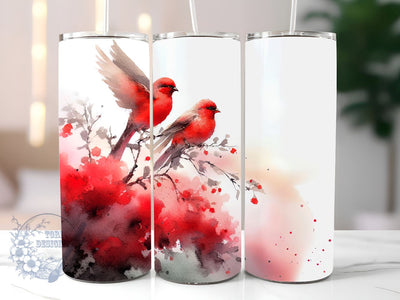 Couple Of Red Birds Tumbler PNG, Red Cardinal Bird 20 oz Skinny Tumbler Sublimation Design, Straight & Tapered Wrap, Tumbler Wrap, Tumbler Png, Instant Download Sublimation ToriDesigns 