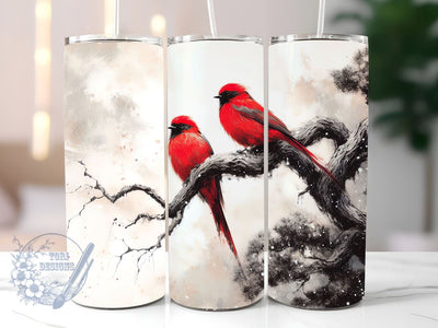 Couple Of Red Birds Tumbler PNG, Red Cardinal Bird 20 oz Skinny Tumbler Sublimation Design, Straight & Tapered Wrap, Tumbler Wrap, Tumbler Png, Instant Download Sublimation ToriDesigns 
