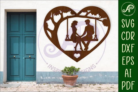 Couple on swing heart wall sign, SVG file. SVG APInspireddesigns 