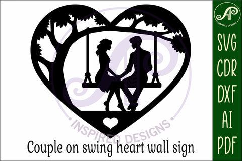 Couple on swing heart wall sign, SVG file. SVG APInspireddesigns 