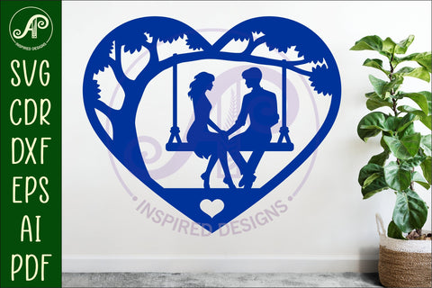 Couple on swing heart wall sign, SVG file. SVG APInspireddesigns 
