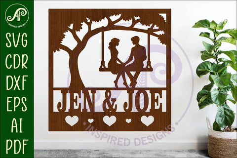 Couple on swing name sign svg laser SVG APInspireddesigns 