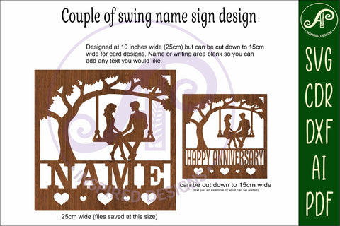 Couple on swing name sign svg laser SVG APInspireddesigns 