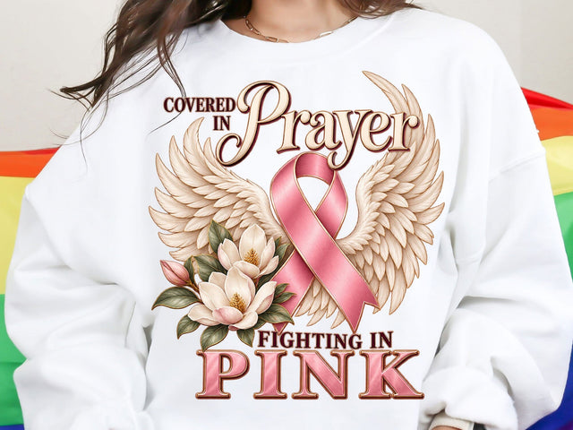 Covered in Prayer Fighting in Pink PNG SVG artprintfile 
