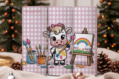 Cow Artist 20oz Tumbler Wrap Sublimation DesignSVG 