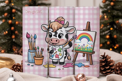 Cow Artist 20oz Tumbler Wrap Sublimation DesignSVG 