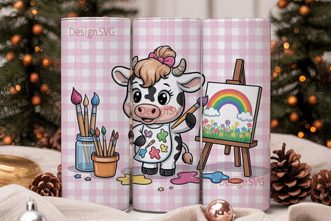 Cow Artist 20oz Tumbler Wrap Sublimation DesignSVG 