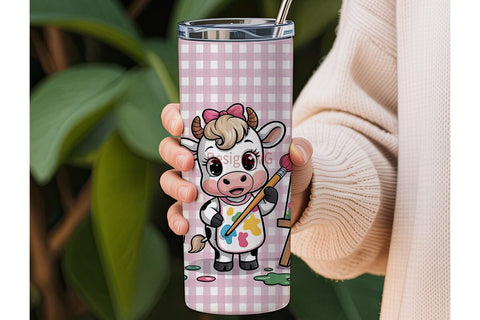 Cow Artist 20oz Tumbler Wrap Sublimation DesignSVG 
