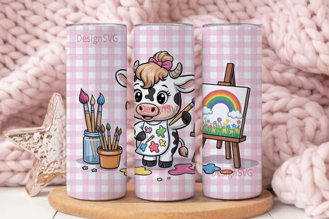 Cow Artist 20oz Tumbler Wrap Sublimation DesignSVG 
