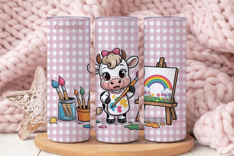 Cow Artist 20oz Tumbler Wrap Sublimation DesignSVG 