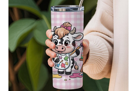 Cow Artist 20oz Tumbler Wrap Sublimation DesignSVG 