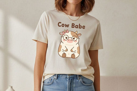 Cow Babe Png, Cute Cow Png, Cow Clipart, Kawaii Cow Png, Cow Girl Png, Farm Animal Png, Sublimation Design, Cute Animal Png, Girly Cow Png SVG TiffsCraftyCreations 