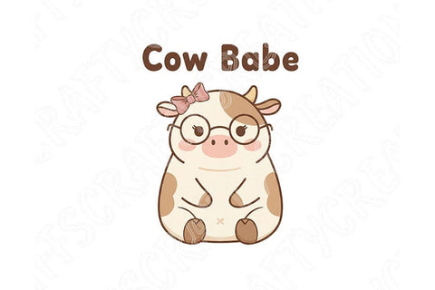 Cow Babe Png, Cute Cow Png, Cow Clipart, Kawaii Cow Png, Cow Girl Png, Farm Animal Png, Sublimation Design, Cute Animal Png, Girly Cow Png SVG TiffsCraftyCreations 
